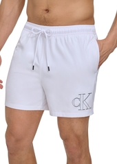 "Calvin Klein Men's Outline Logo Modern Euro 5"" Volley Swim Trunks - White"