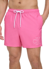 "Calvin Klein Men's Outline Logo Modern Euro 5"" Volley Swim Trunks - Pink"