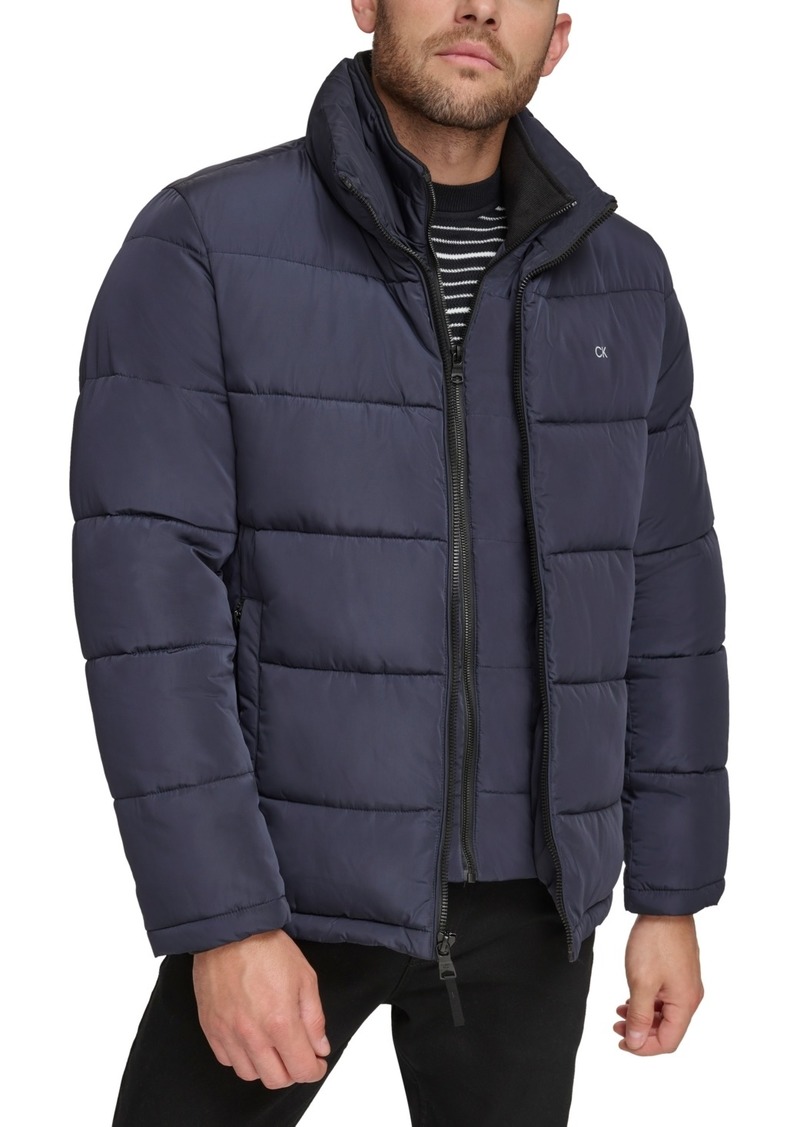 Calvin Klein Men's Puffer With Set In Bib Detail, Created for Macy's - True Navy