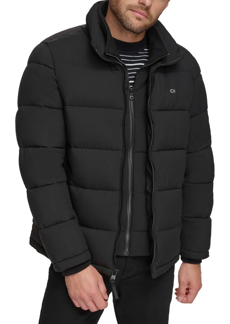 Calvin Klein Men's Puffer With Set In Bib Detail, Created for Macy's - Ebony