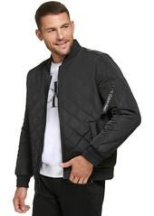 Calvin Klein Men's Quilted Baseball Jacket with Rib-Knit Trim - Olivine