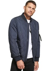 Calvin Klein Men's Quilted Baseball Jacket with Rib-Knit Trim - Black