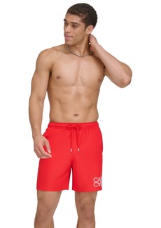 "Calvin Klein Men's Reflection Logo Elastic Waist 7"" Volley Swim Trunks - Red"