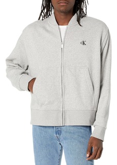 Calvin Klein Men's Relaxed Fit Archive Logo Fleece Bomber Jacket