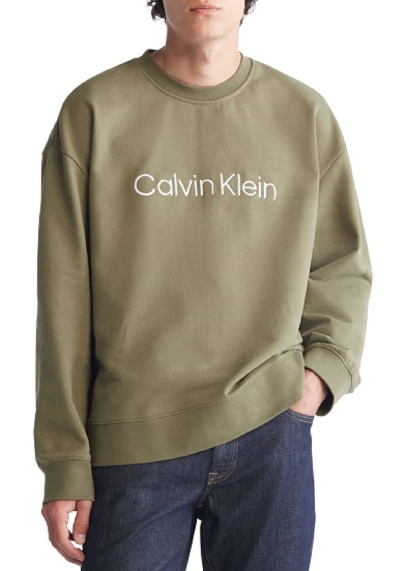 Calvin Klein Men's Relaxed Fit Logo French Terry Crewneck Sweatshirt