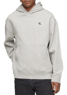 Calvin Klein Men's Relaxed Fit Monogram Logo Fleece Hoodie Heroic Grey HEA Extra Large