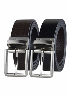 Calvin Klein Men's Casual CK Monogram Cut Out Buckle Belt