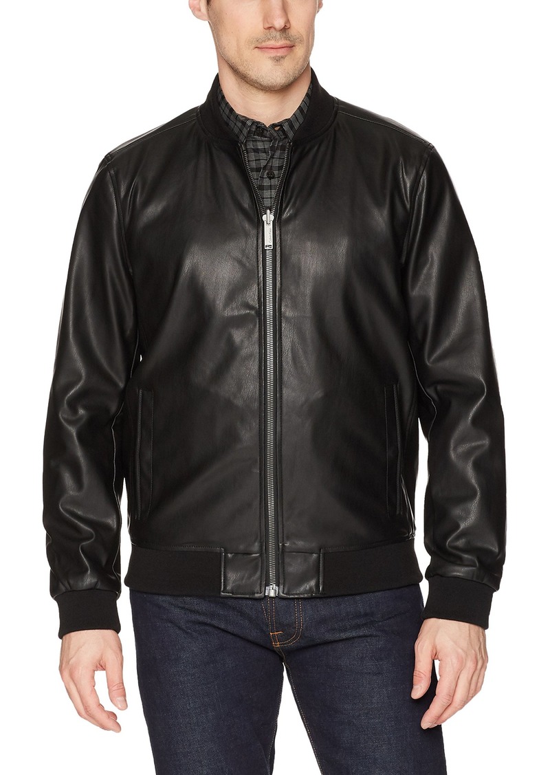 calvin klein faux leather jacket mens