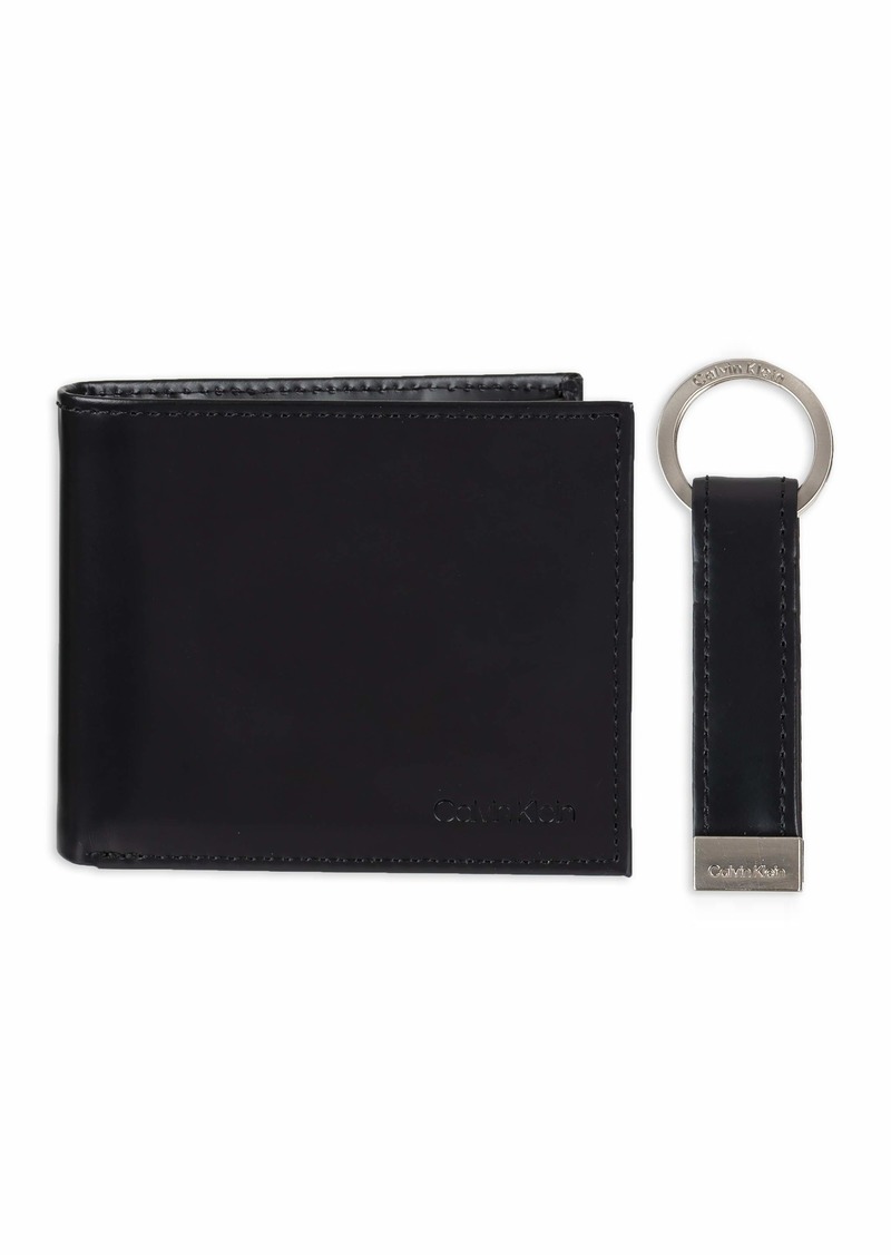 Calvin Klein Men's Wallet Sets-Minimalist Bifold and Card Cases Black Coin Pocket