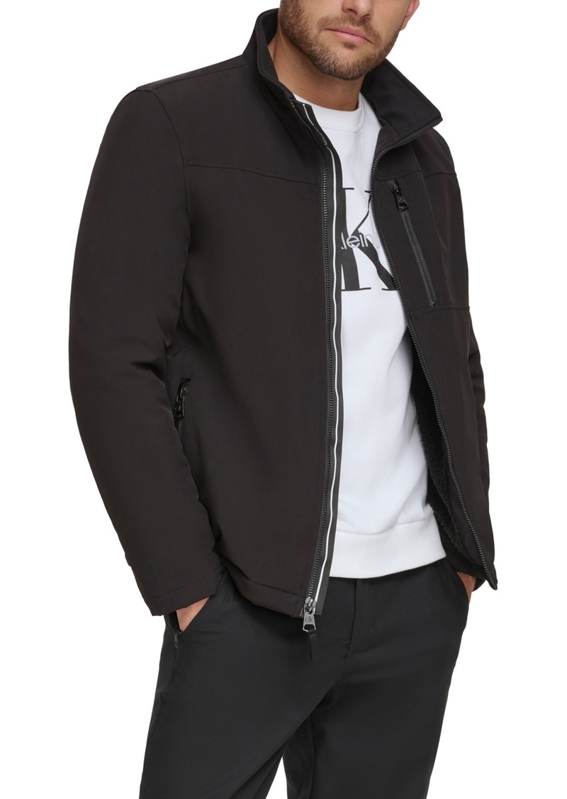 Calvin Klein Men's Sherpa Lined Classic Soft Shell Jacket - Black