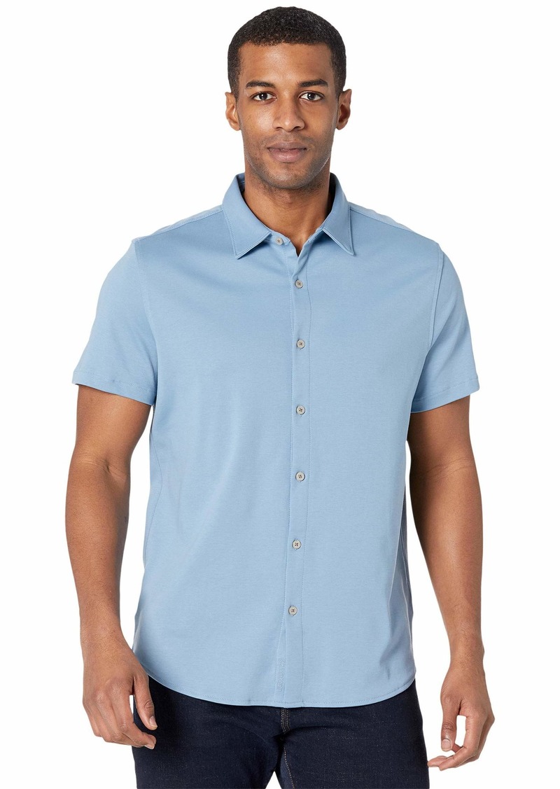 Calvin Klein Men's Smooth Cotton Monogram Logo Feeder Stripe Polo