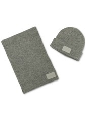 Calvin Klein Men's Silicone Logo Scarf & Beanie Set - Medium Grey