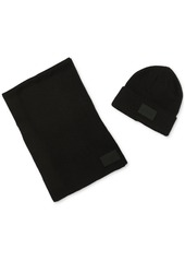 Calvin Klein Men's Silicone Logo Scarf & Beanie Set - Medium Grey