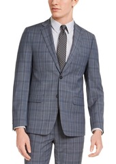 Calvin Klein Men's Skinny-Fit Gray/Blue Plaid Suit Jacket