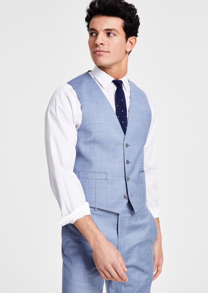 Calvin Klein Men's Skinny-Fit Wool-Blend Infinite Stretch Suit Vest - Light Blue