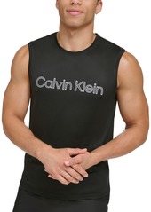 Calvin Klein Men's Sleeveless Rash Guard Performance Logo Tank - Black