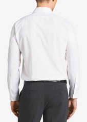 Calvin Klein Men's Slim-Fit Non-Iron Spread Collar Herringbone Dress Shirt - White