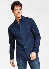 Calvin Klein Men's Slim-Fit Refined Button-Down Shirt - Black Beauty