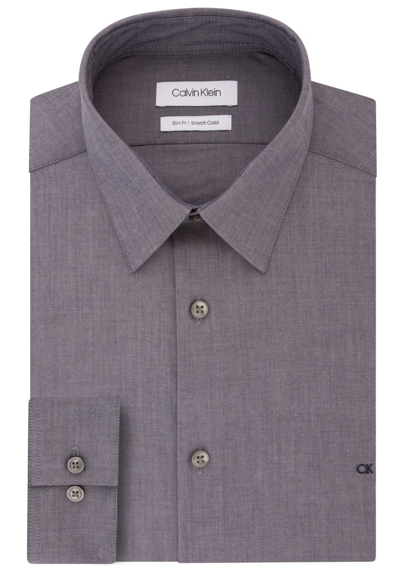 Calvin Klein Men's Slim-Fit Stretch Dress Shirt, Online Exclusive Created for Macy's - Navy