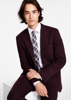 Calvin Klein Men's Slim-Fit Stretch Solid Knit Suit Jacket - Burgundy Solid