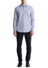 Calvin Klein Men's Slim Fit Striped Stretch Long Sleeve Button-Front Shirt - Infinity