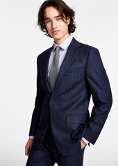 Calvin Klein Men's Slim-Fit Wool-Blend Stretch Suit Jacket - Blue Windowpane