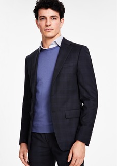 Calvin Klein Men's Slim-Fit Wool-Blend Stretch Suit Jacket - Black Blue