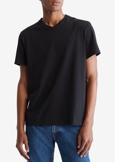 Calvin Klein Men's Smooth Cotton Solid V-Neck T-Shirt - Black Beauty