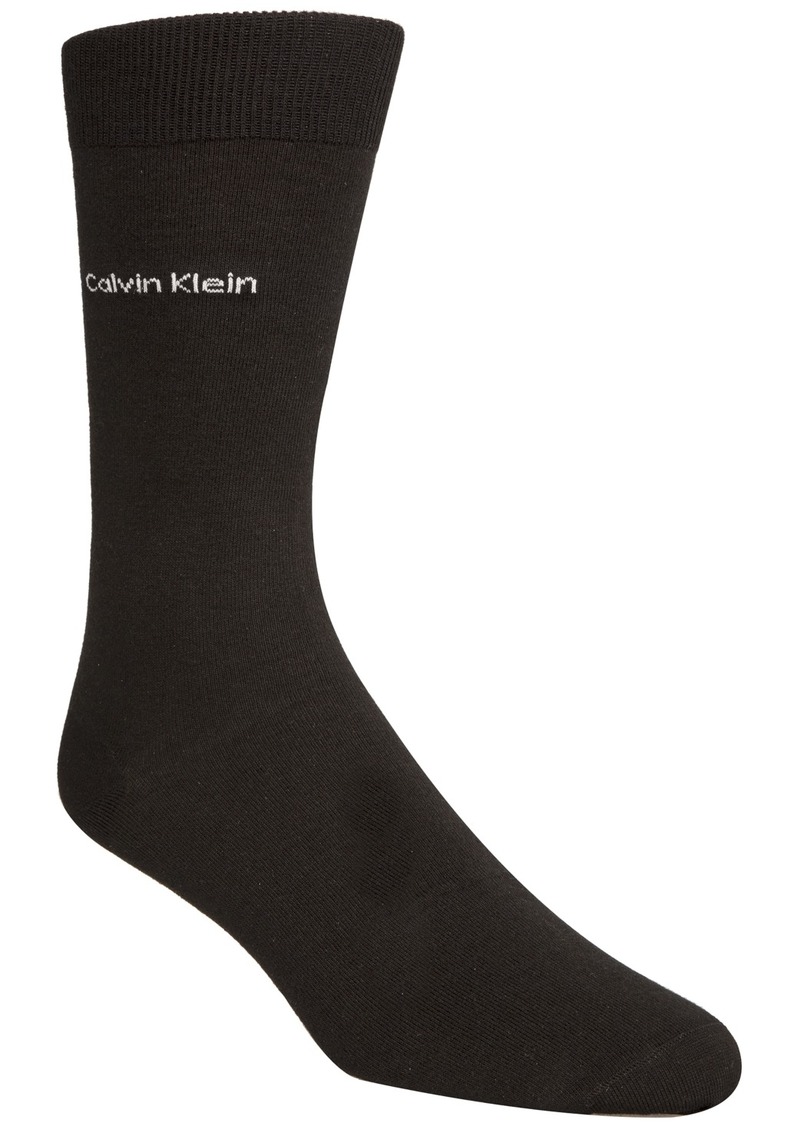 Calvin Klein Men's Socks, Giza Cotton Flat Knit Crew - Black