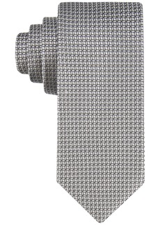 Calvin Klein Men's Solid Geo-Print Tie - Grey