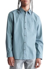 Calvin Klein Men's Solid Pocket Long Sleeve Button-Down Easy Shirt