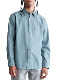 Calvin Klein Men's Solid Pocket Long Sleeve Button-Down Easy Shirt  Extra Small