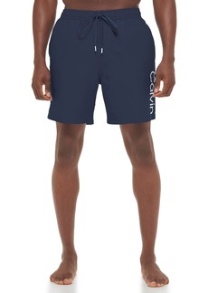 Calvin Klein Men's Standard UV Protected CK Logo Print Quick Dry Swim Trunk