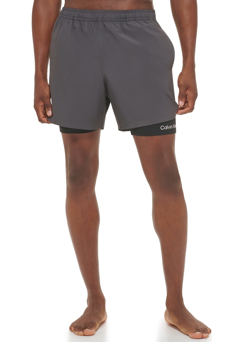 Calvin Klein Men's Standard Double Layered-Compression Swim Shorts