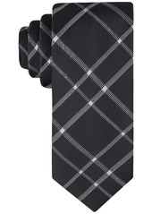 Calvin Klein Men's Stitch Plaid Extra Long Tie - Black