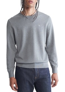 Calvin Klein Men's Supima Cotton Solid Monogram Logo Sweater  Extra Extra Large