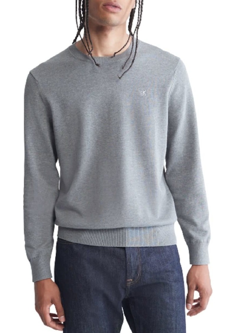 Calvin Klein Men's Supima Cotton Solid Monogram Logo Sweater  Extra Extra Large