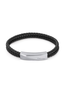 Calvin Klein Men's Tan Leather Bracelet - Black