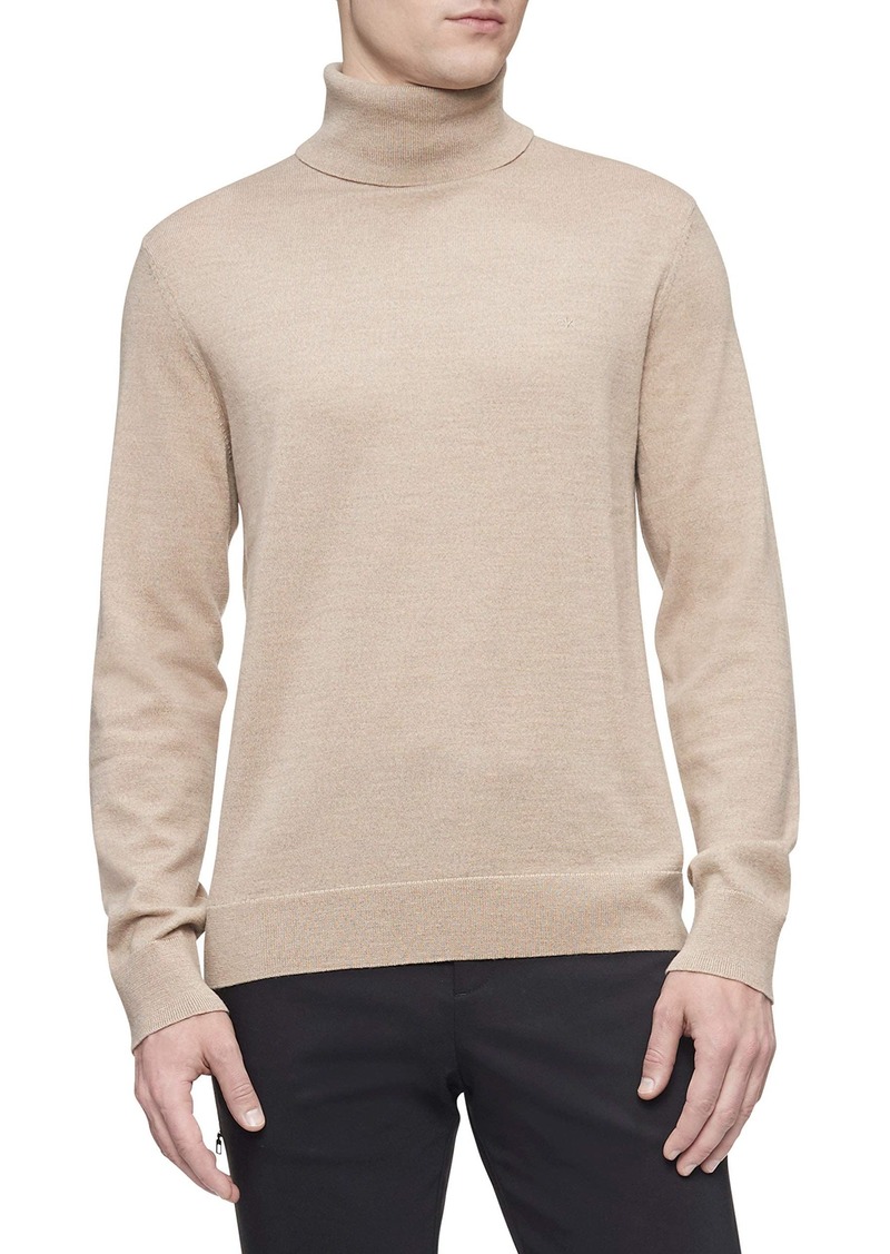 calvin klein merino turtleneck logo sweater