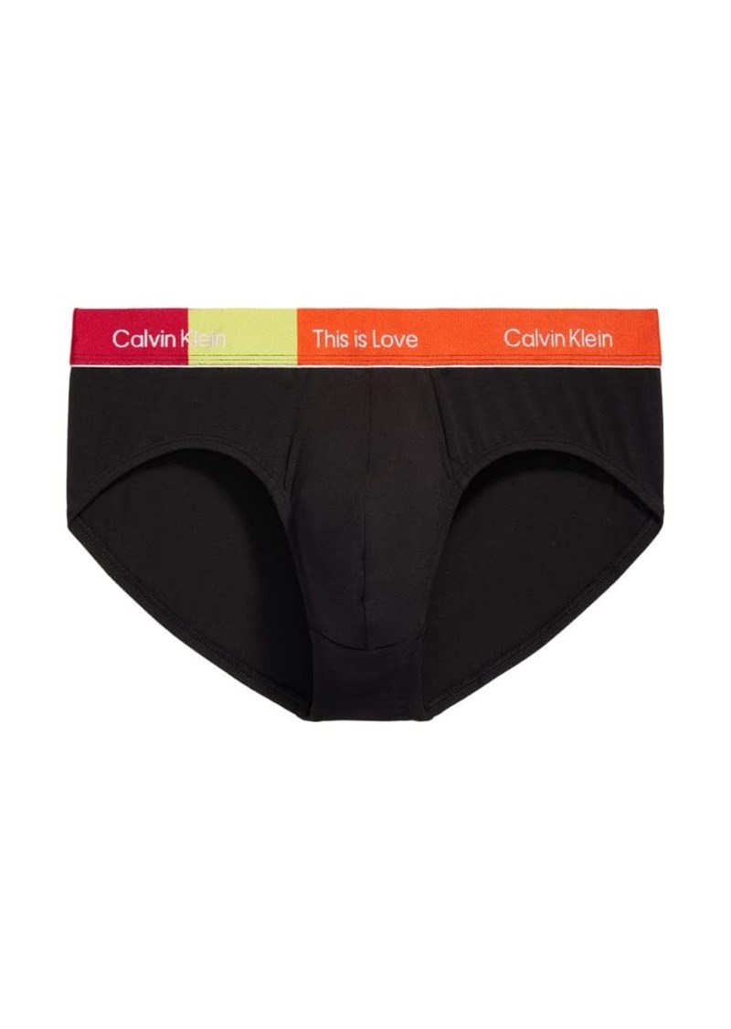 Calvin Klein Men's This is Love Pride Colorblock Cotton Underwear Black W/Cherry Tomato L