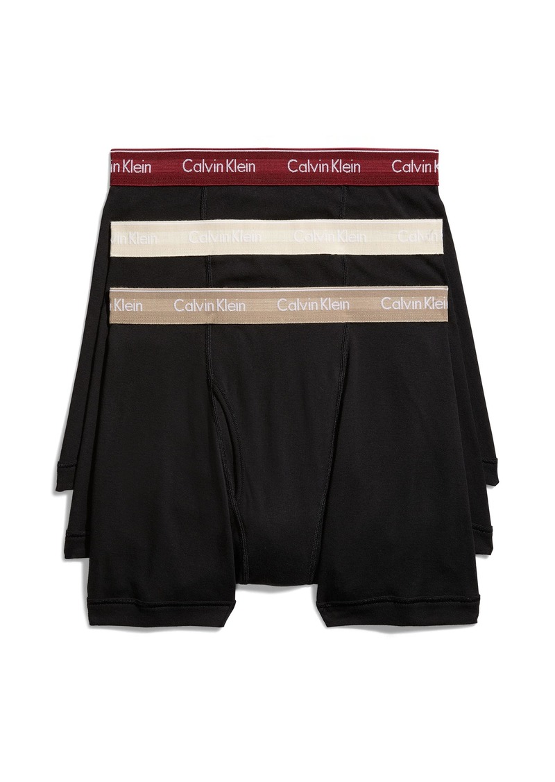 Calvin Klein Men's Underwear Cotton Classics 3-Pack Boxer Brief Black Bodies W/TUFFET RED Carpet Tapioca WBS