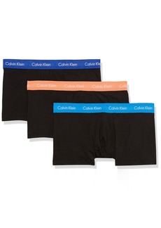 Calvin Klein Men's Underwear Cotton Stretch 3-Pack Trunk Black Bodies W/Work Blue Ocean HUE Turned Mango WBS M