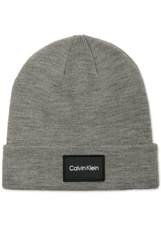 Calvin Klein Men's Woven Logo Patch Beanie - Medium Grey Heathe