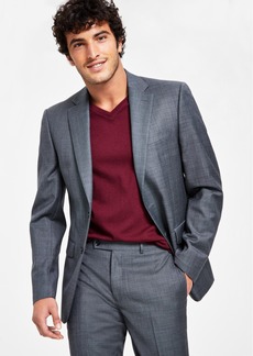 Calvin Klein Men's Slim-Fit Wool-Blend Stretch Suit Jackets - Gray Sharkskin