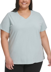 Calvin Klein Performance Plus Size Cotton V-Neck Short-Sleeve T-Shirt - White