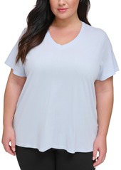 Calvin Klein Performance Plus Size Cotton V-Neck Short-Sleeve T-Shirt - White