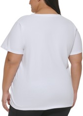 Calvin Klein Performance Plus Size Cotton V-Neck Short-Sleeve T-Shirt - White