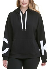 Calvin Klein Performance Plus Size Dropped-Shoulder Hooded Logo Sweatshirt