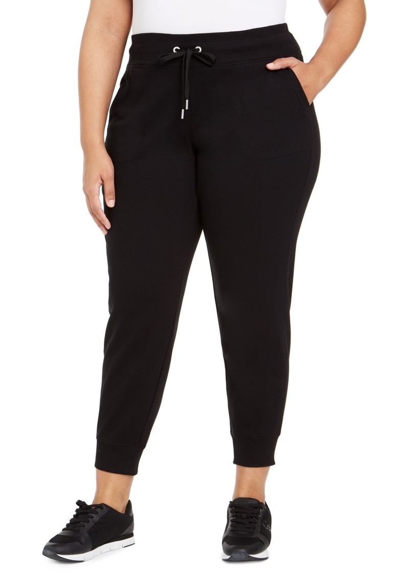 Calvin Klein Performance Plus Size Tie-Waist Jogger Pants - Black