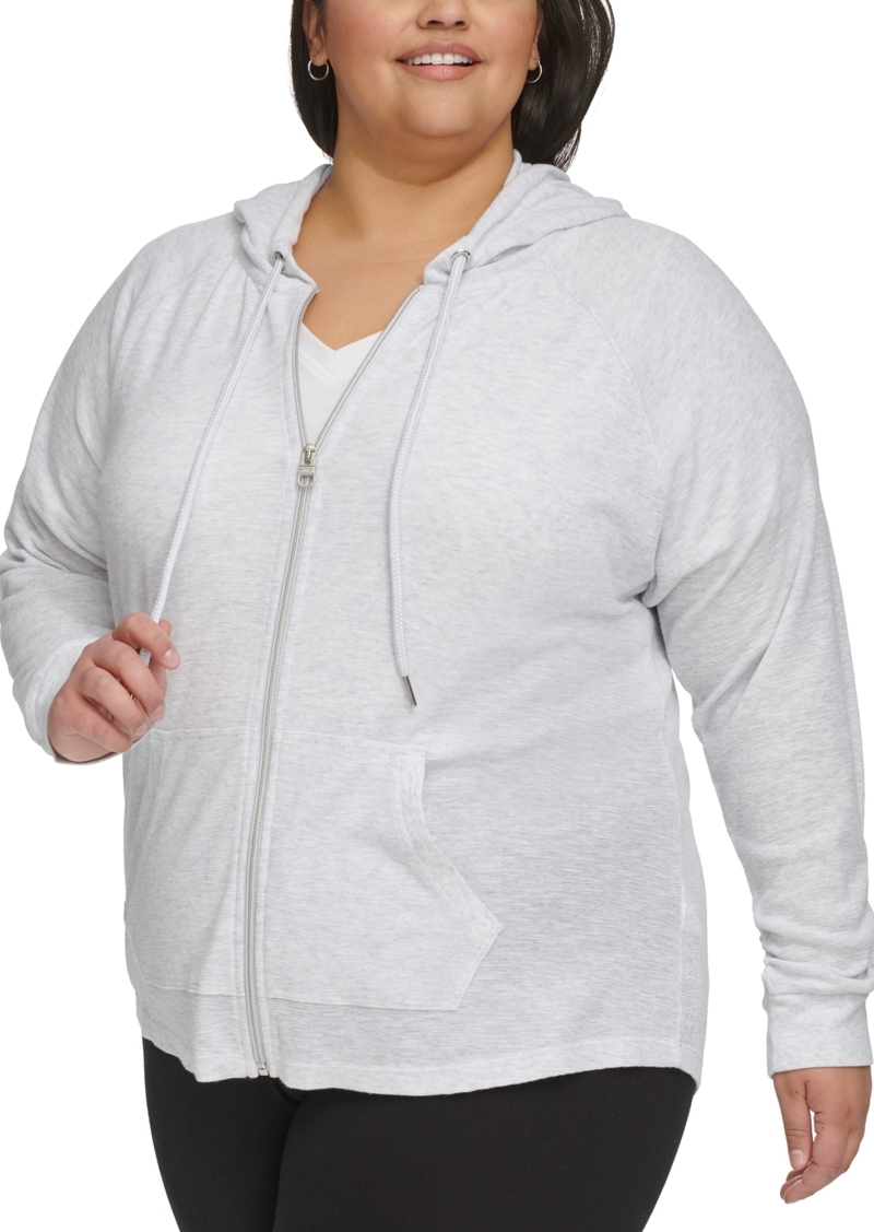 Calvin Klein Performance Ruched-Sleeve Zip Hoodie, Xs-3X - Optic Heather